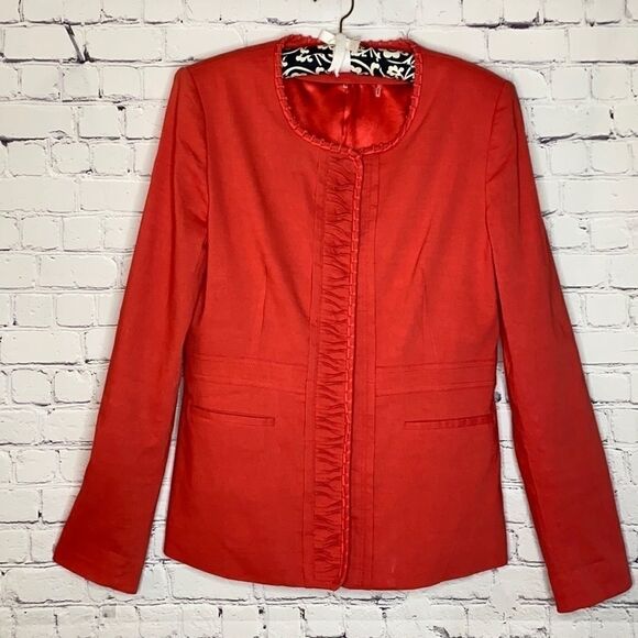 Elie Tahari Linen Blend Snap Front Long Jacket M‎ - Picture 5 of 15